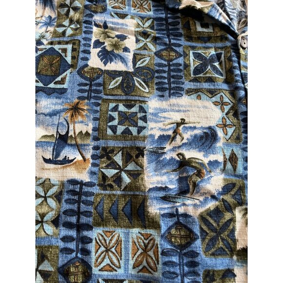 Hilo Hattie Hawaiian Original blue short sleeved button front collar size 3XL - Picture 4 of 5